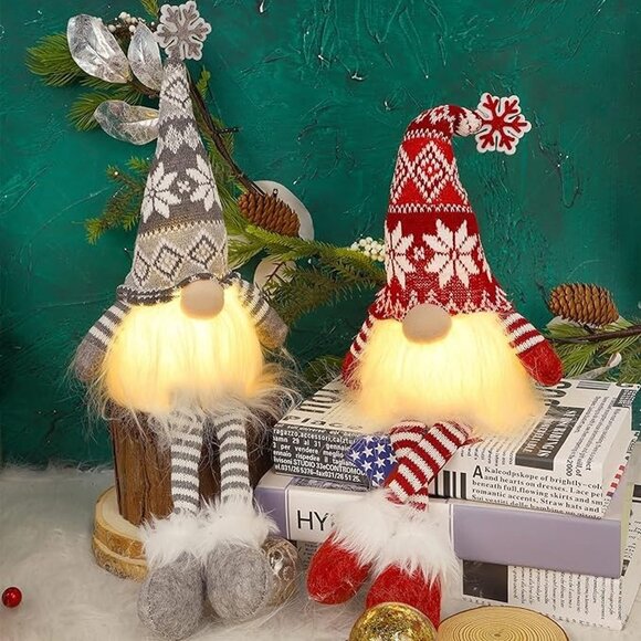 NEW 2 Pack Lighted Christmas Gnomes with Dangling Legs, 19.5Inch - Picture 10 of 10